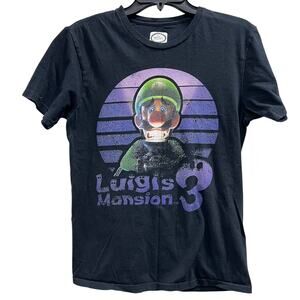 Nintendo Luigi's Mansion 3 Luigi Purple Portrait black graphic tee sz S